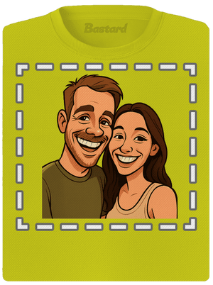 Karikatúra z vlastnej fotky dámske športové tričko Neon Yellow