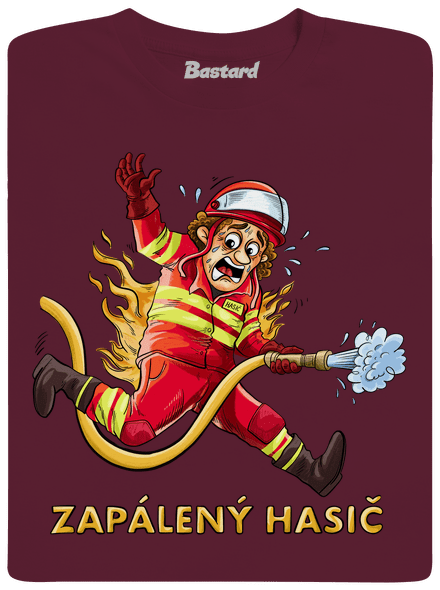 Zapálený hasič a hasička detské tričko Burgundy