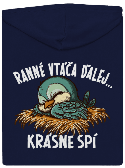 Ranné vtáča spí pánska mikina na zips Navy