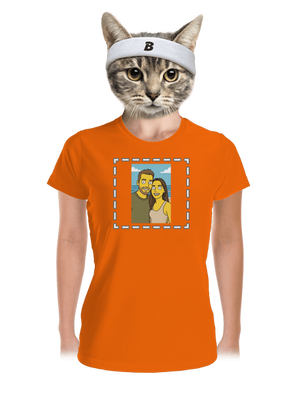 Simpsonovi z vlastnej fotky dámske športové tričko Neon Orange