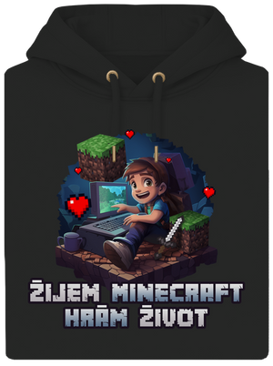 Žijem Minecraft unisex mikina premium Dark Black
