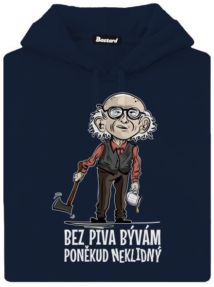 Neklidný bez piva pánska mikina klokanka Navy