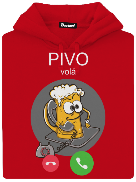 Pívo volá pánska mikina klokanka Red