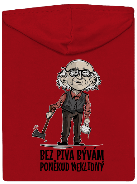 Neklidný bez piva pánska mikina na zips Red