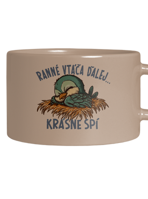 Ranné vtáča spí hrnček makronka Brown Macaron