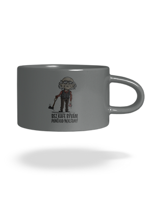 Neklidný bez kafe hrnček makronka Grey Macaron