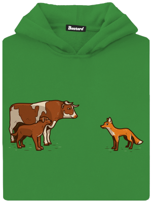 Vůl, pes a vulpes detská mikina klokanka Kelly Green AWD