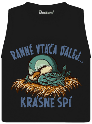 Ranné vtáča spí dámske tielko voľné Black