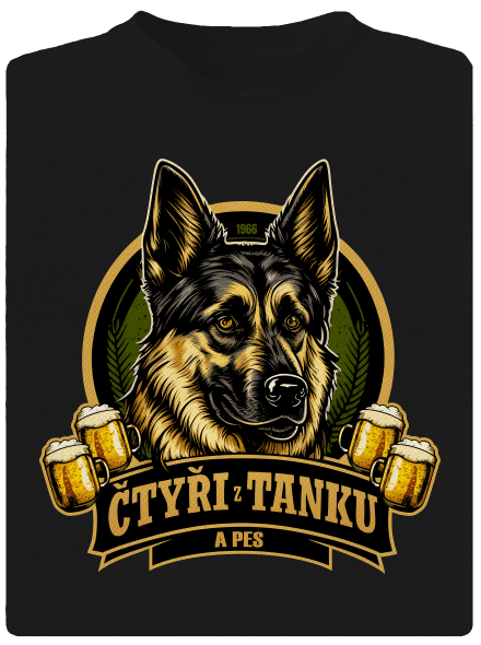 Čtyři z tanku a pes pánske športové tričko Black