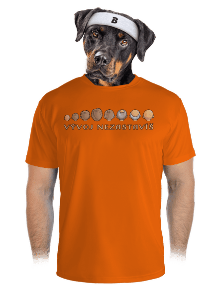 Vývoj nezastavíš pánske športové tričko Neon Orange