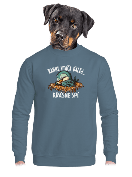 Ranné vtáča spí unisex mikina bez kapucne Nordic Blue