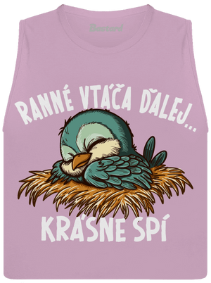 Ranné vtáča spí dámske tielko voľné Lilac