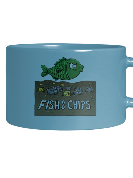Fish and IT chips hrnček makronka Blue Macaron