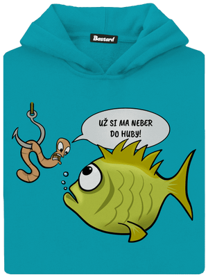 Ryba a dážďovka detská mikina klokanka Hawaiian Blue