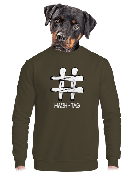 Hash tag unisex mikina bez kapucne Urban Khaki
