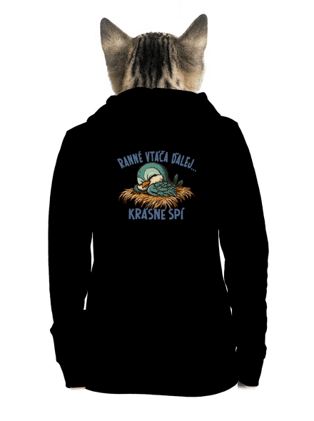 Ranné vtáča spí dámska mikina na zips Black