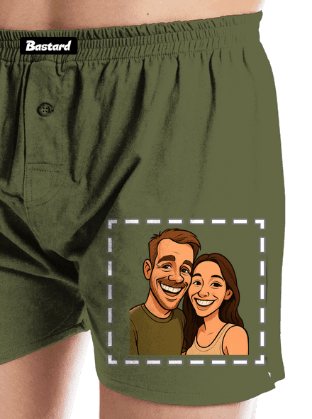 Karikatúra z vlastnej fotky pánske trenky Khaki