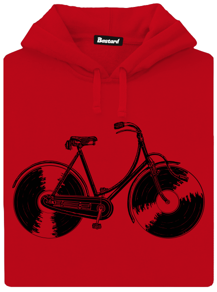 Gramofónový bicykel pánska mikina klokanka Red