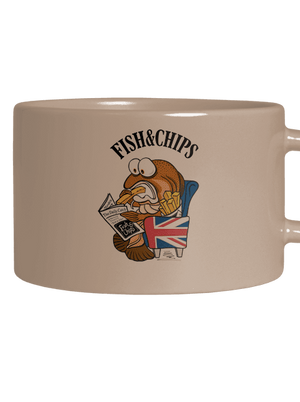 Fish and chips hrnček makronka Brown Macaron