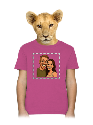 Karikatúra z vlastnej fotky detské tričko Fuchsia