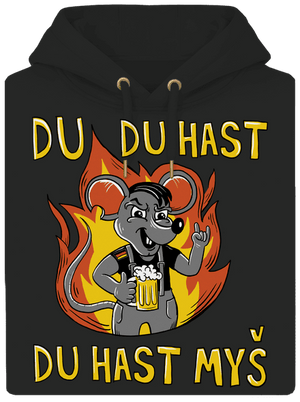 Du hast myš unisex mikina premium Dark Black