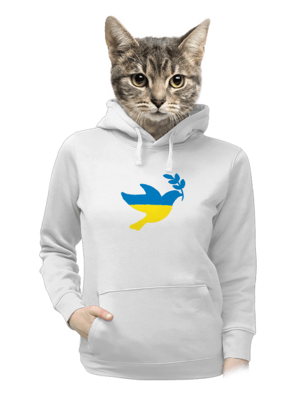 Ukrajina - Holubica obrys dámska mikina klokanka White