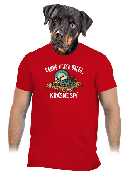 Ranné vtáča spí pánske tričko Red