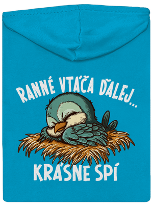 Ranné vtáča spí dámska mikina na zips Blue Atol