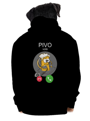 Pívo volá pánska mikina na zips Black