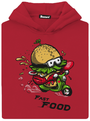 Fast Food detská mikina klokanka Fire Red