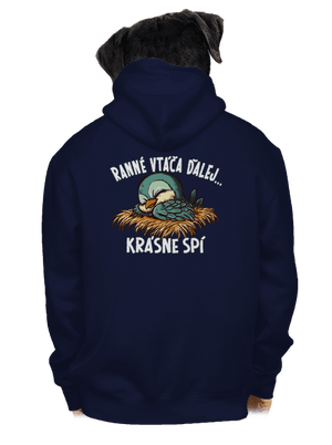 Ranné vtáča spí pánska mikina na zips Navy