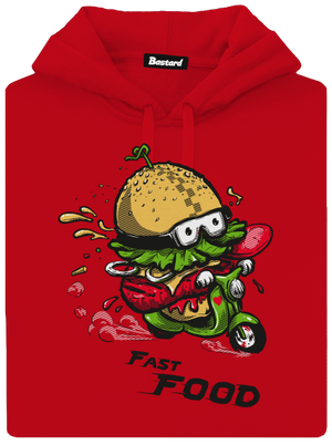Fast Food pánska mikina klokanka Red