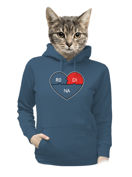 Rodinné puzzle dámska mikina klokanka Denim