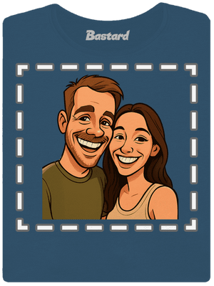 Karikatúra z vlastnej fotky dámske tričko prémium Petrol Blue