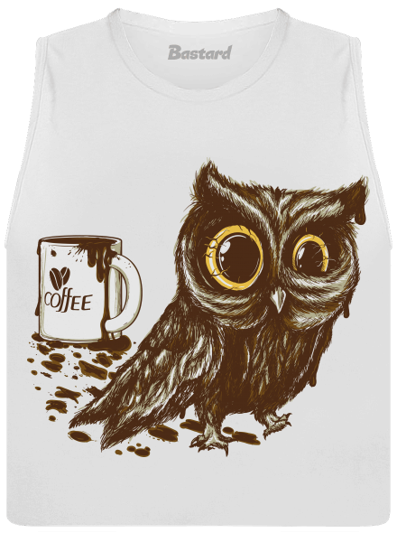 Sova na kofeínu dámske tielko voľné White