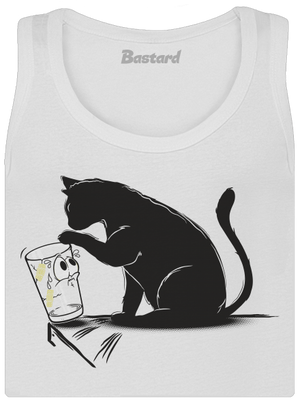 Mačka a pohár dámske tielko klasické White