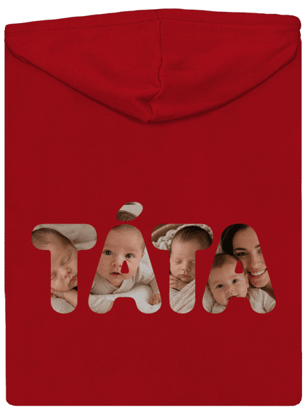 Nápis ocko z vlastných fotiek pánska mikina na zips Red