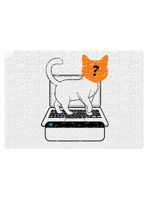 Mačka na klávesnici puzzle White