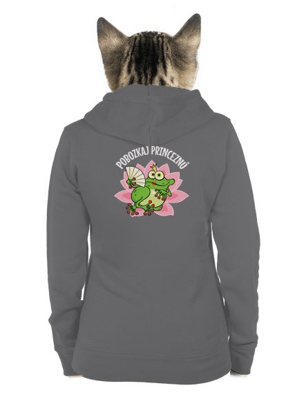 Pobozkaj princeznú a princa dámska mikina na zips Steel Gray