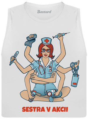 Sestra v akcii dámske tielko voľné White