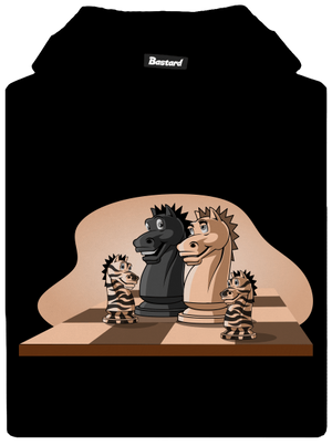 Šachová rodina detská mikina klokanka Black