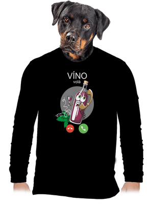 Červené víno volá pánske dlhý rukáv Black