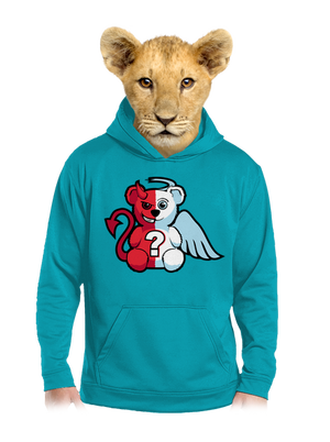 Anjel vs. diabol detská mikina klokanka Hawaiian Blue