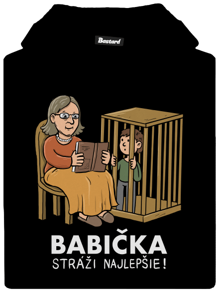 Babička stráži najlepšie detská mikina klokanka Black