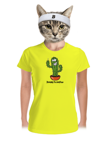 Povedz to kvetom dámske športové tričko Neon Yellow