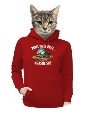 Ranné vtáča spí dámska mikina klokanka Red Mal