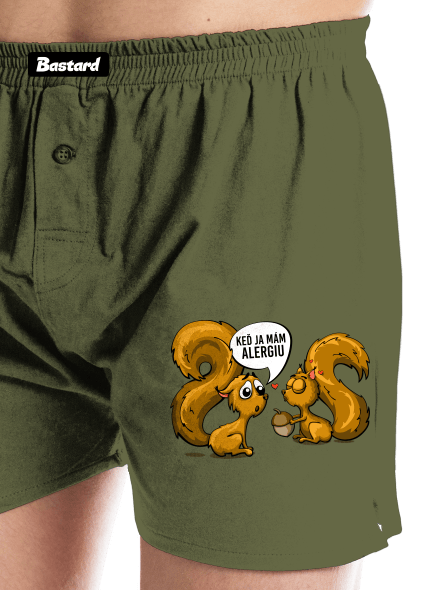 Alergická veverička pánske trenky Khaki
