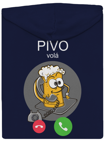 Pívo volá pánska mikina na zips Navy
