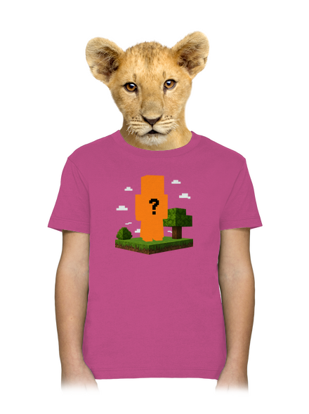 Minecraft z vlastnej fotky detské tričko Fuchsia