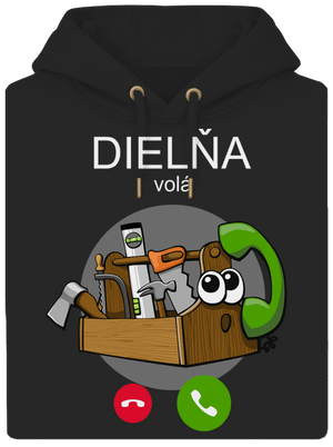 Dielňa volá unisex mikina premium Dark Black